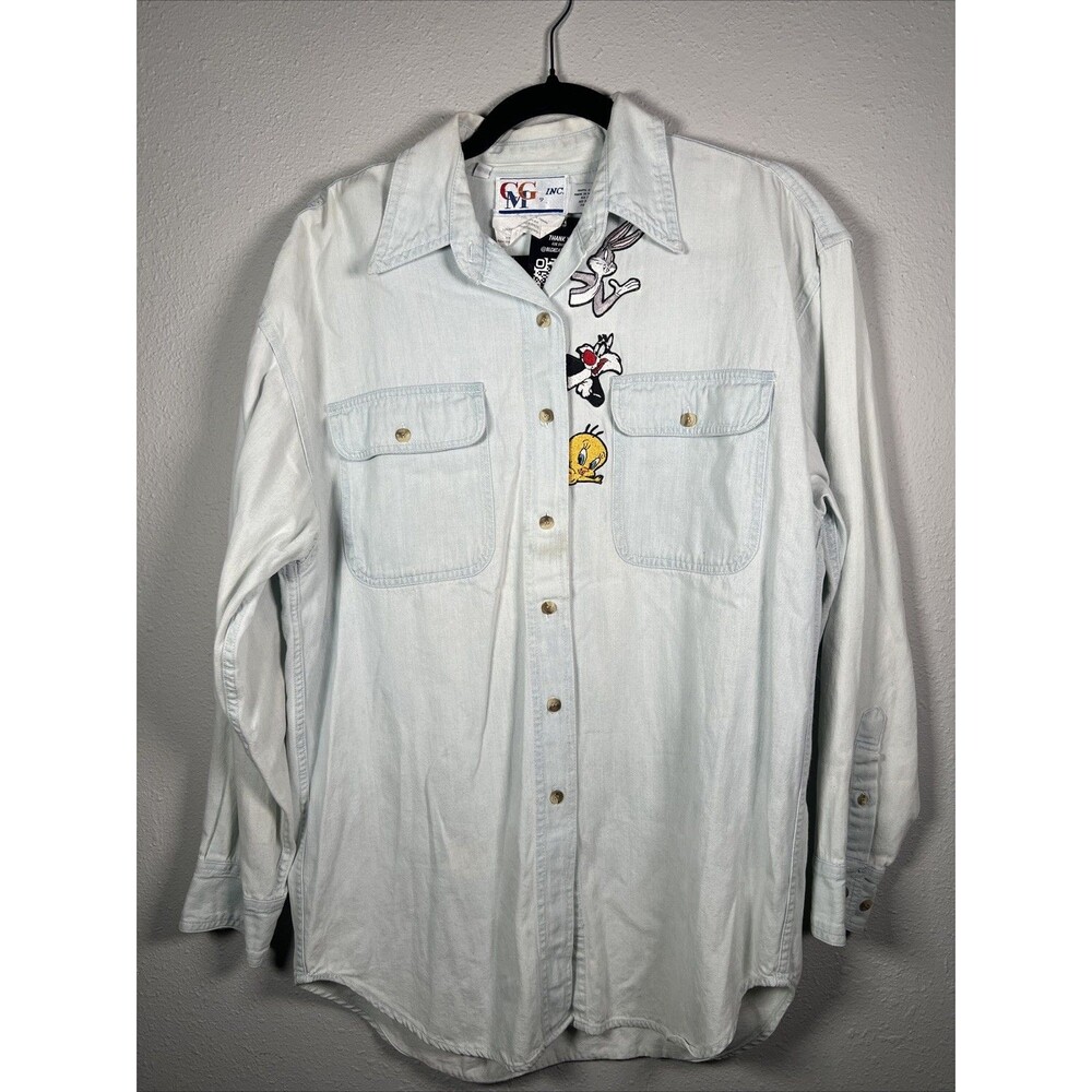 Lt Denim Button Down Looney Tunes Shirt #14